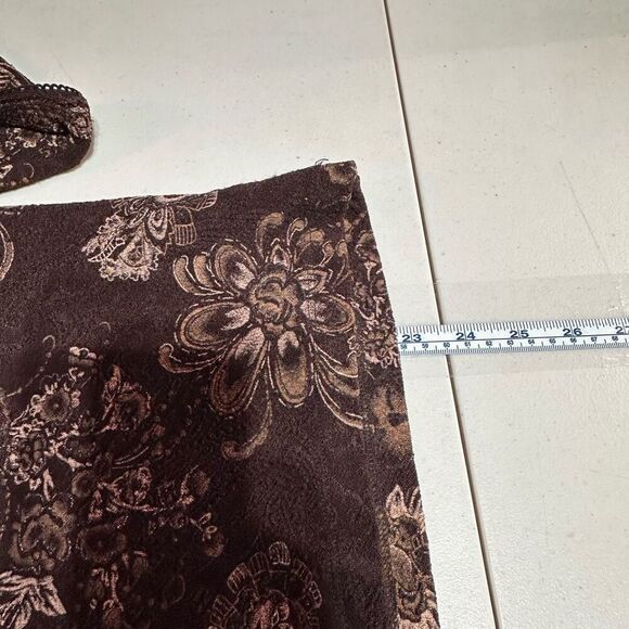 Vintage Y2K East Fifth Textured Brown Paisley & Floral Baby Doll Small Top - Picture 9 of 9